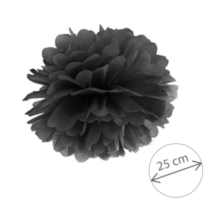 Papírová dekorace - Pompom Ø 25 cm - černá ( 1 ks )
