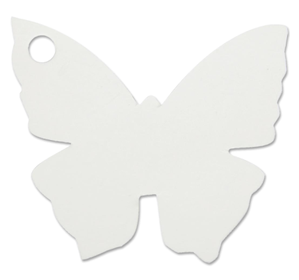 Svatební jmenovka 4x4cm - motýlek - bílá (10ks/bal)