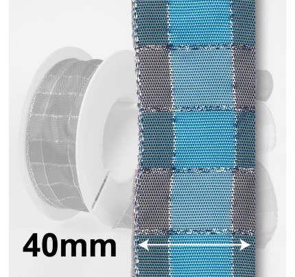 Dekorační stuha s drátkem KARO KARO - modrá + šedá (40 mm, 20 m) 