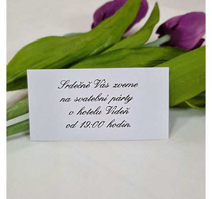 Pozvánka ke svatebnímu stolu UNI 10x5 cm-bílá křída (1 ks)