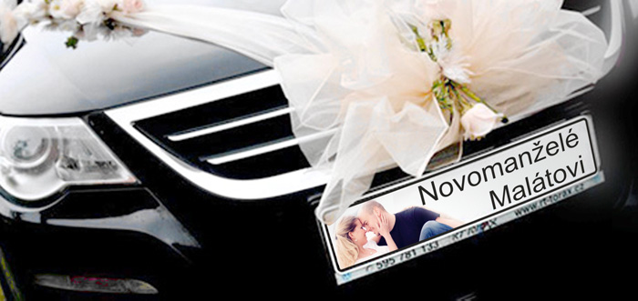 Svatební výzdoba auta - pro auto ženicha, nevěsty a svatebčanů.